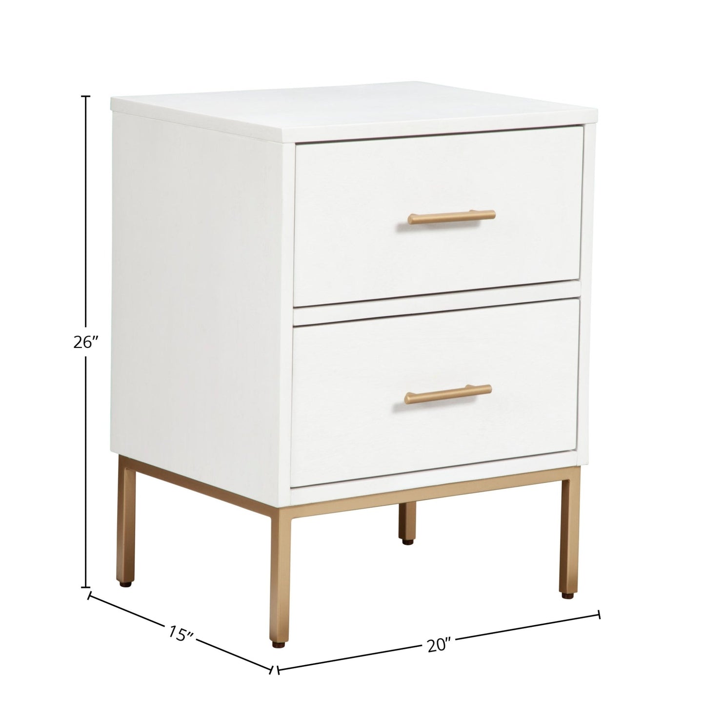 Madelyn Two Drawer Nightstand, White - Alpine Furniture