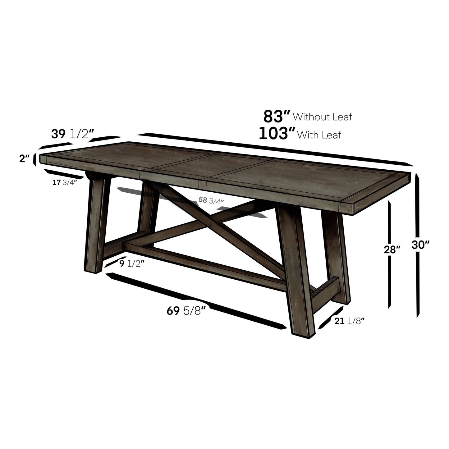 Newberry Rectangular Dining Table, Salvaged Grey - Alpine Furniture