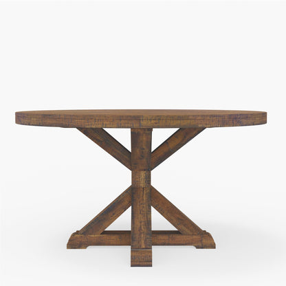 Newberry Round Dining Table, Medium Brown - Alpine Furniture