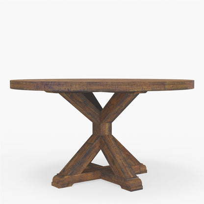Newberry Round Dining Table, Medium Brown - Alpine Furniture