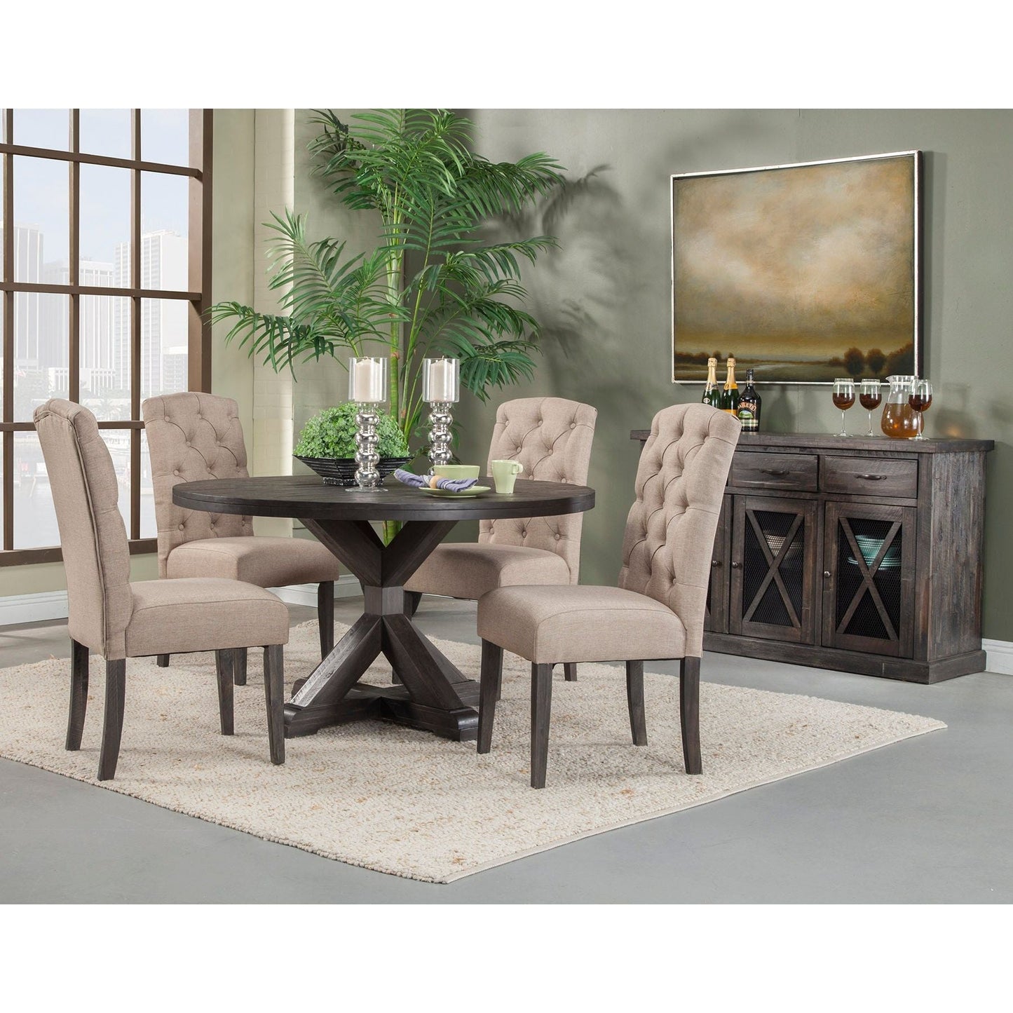 Newberry Round Dining Table, Salvaged Grey - Alpine Furniture