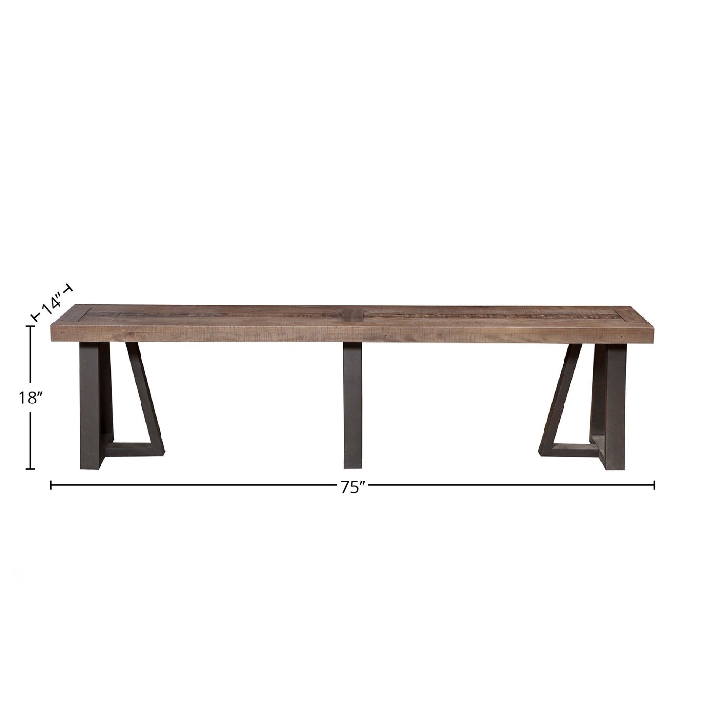 Prairie Dining Bench, Natural/Black - Alpine Furniture