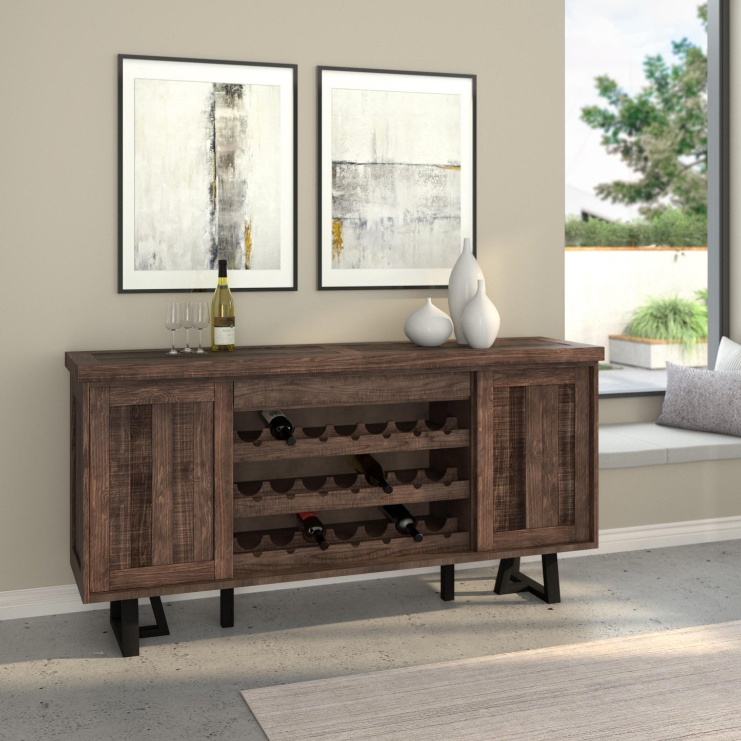 Prairie Sideboard, Natural/Black - Alpine Furniture