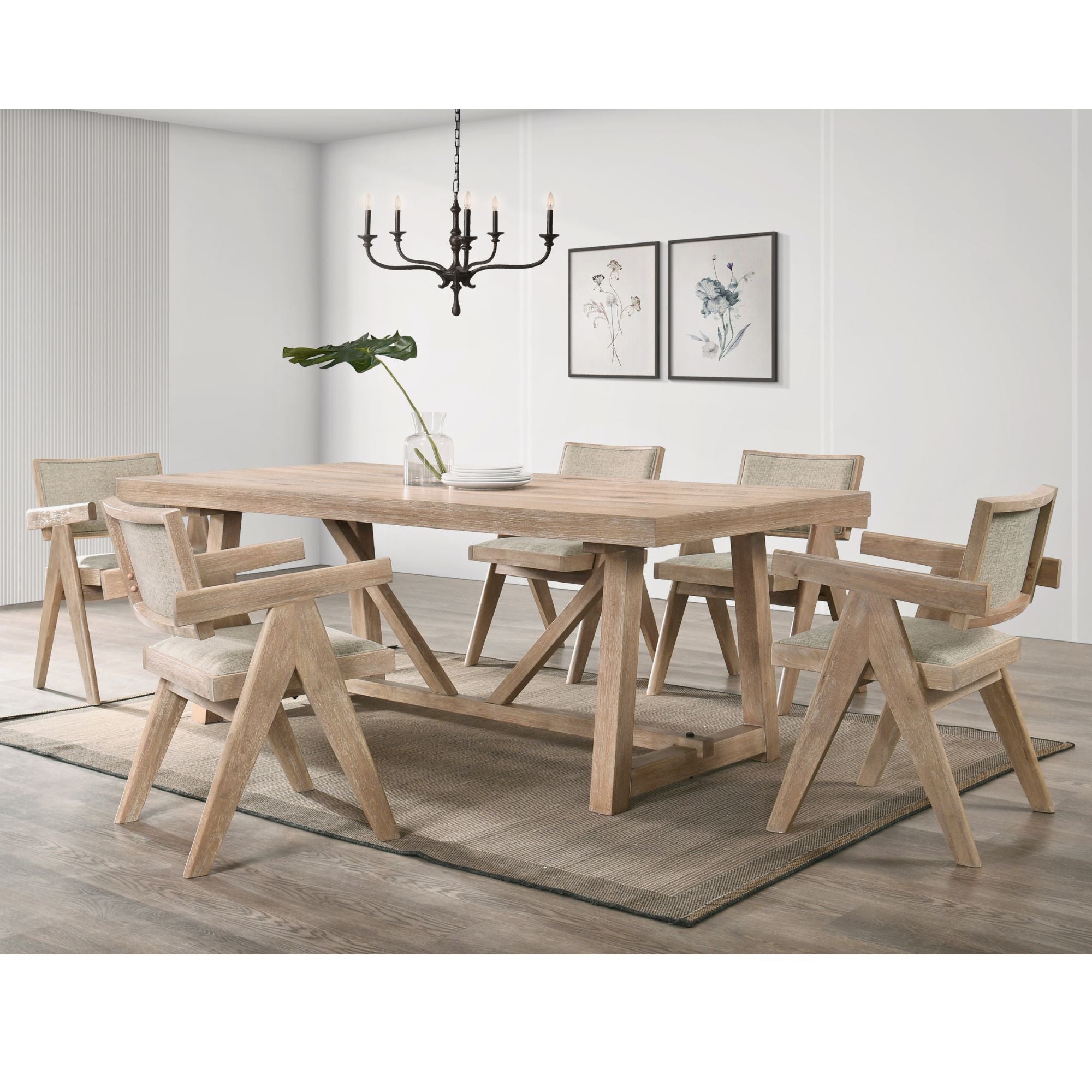 Raquel Rectangular Dining Table, Driftwood – Alpine Furniture