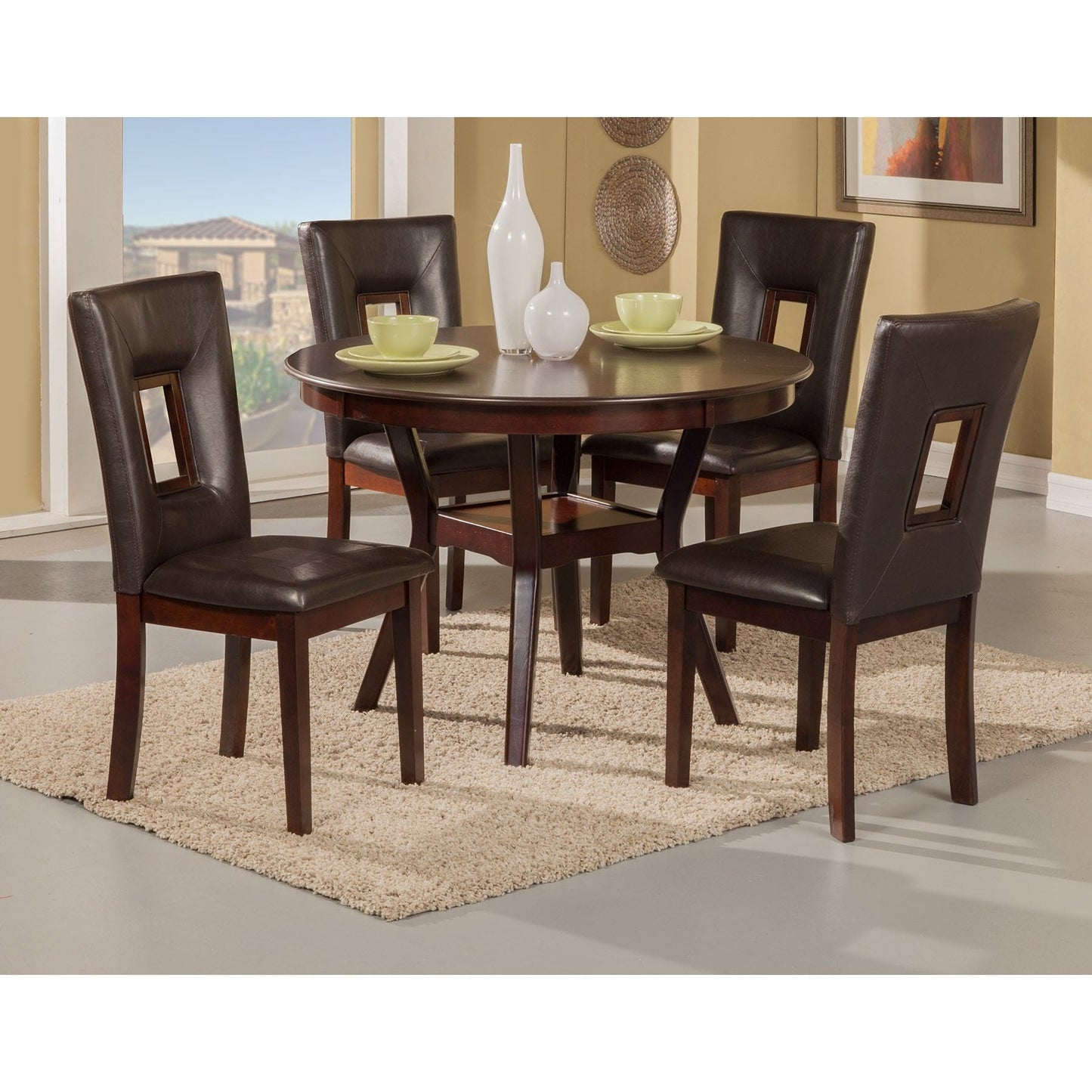 Segundo 5 Piece Dining Set, Espresso - Alpine Furniture