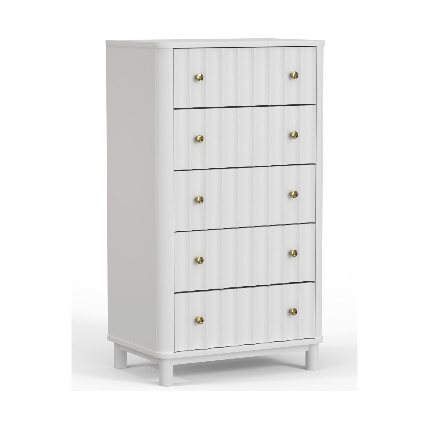 Stapleton Five Drawer Chest, White - Alpine Furniture