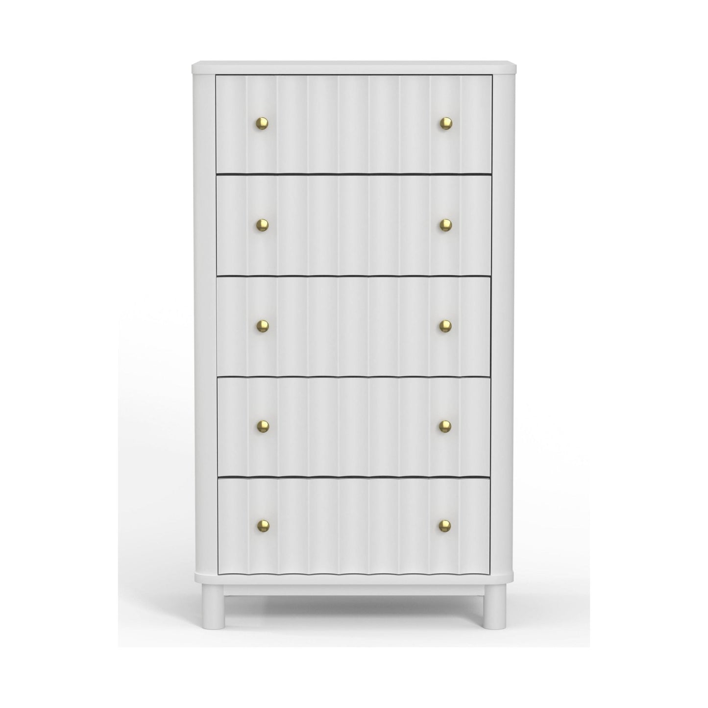 Stapleton Five Drawer Chest, White - Alpine Furniture