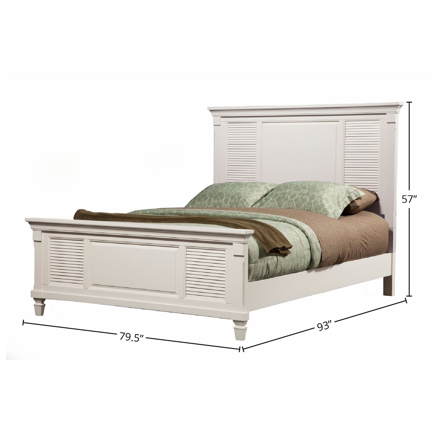 Winchester Shutter Panel Bed, White - Alpine Furniture