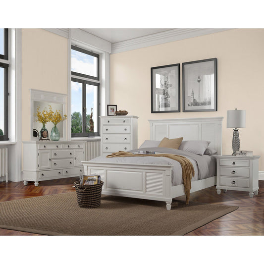 Winchester Shutter Panel Bed, White - Alpine Furniture