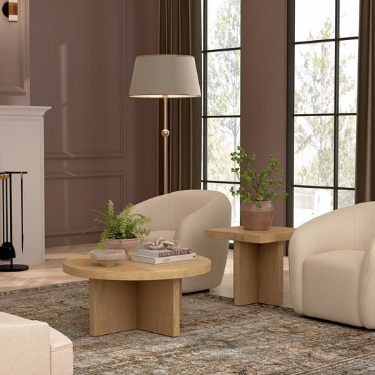 Donte Round Coffee Table, Natural