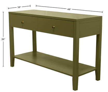 Avery Console Table, Olive Green - Alpine Furniture