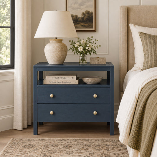 Avery Nightstand, Navy Blue - Alpine Furniture