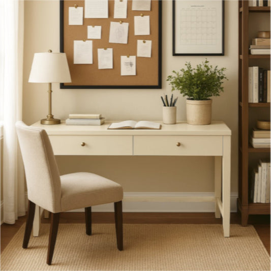 Avery Writing Desk, Coconut Milk - Alpine Furniture