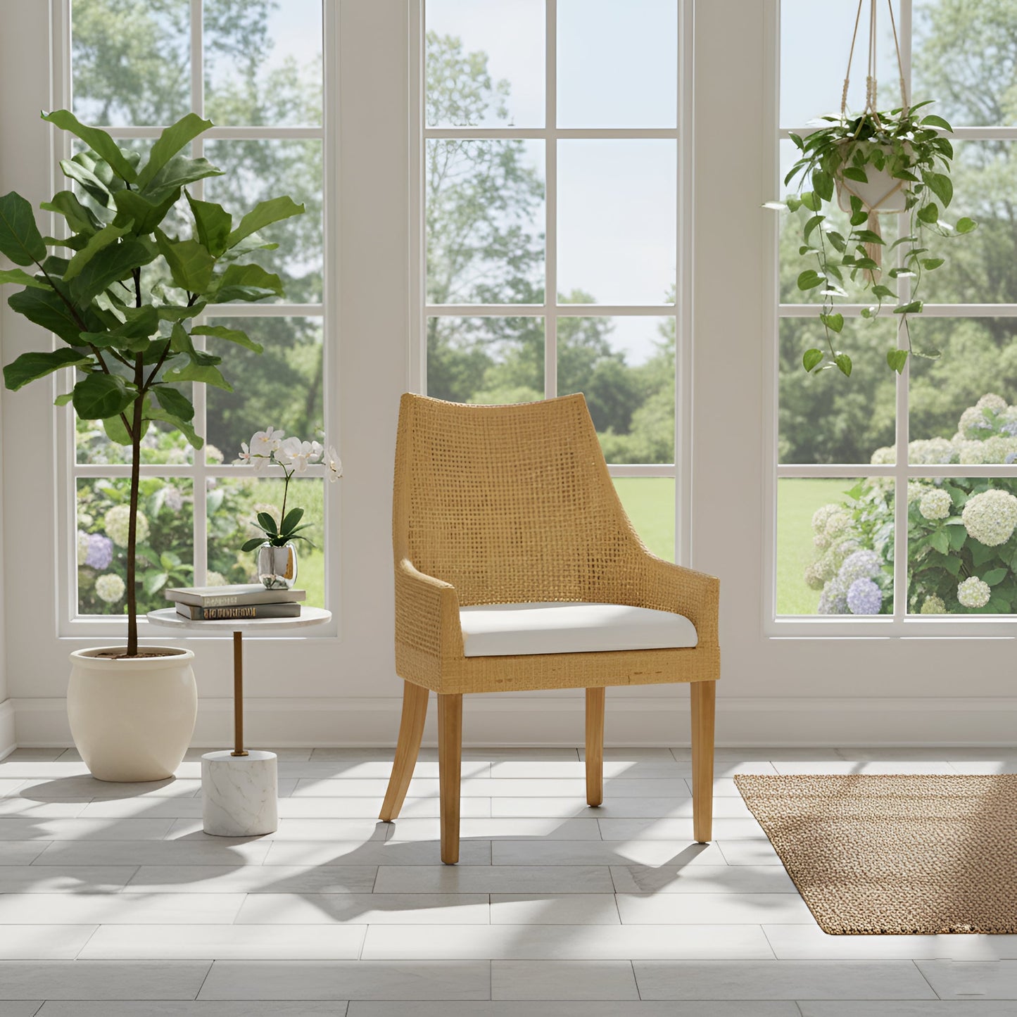 Caldera Dining Chair w/ White Cushion (Set of 2) - Alpine Furniture