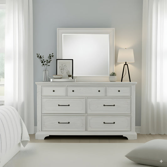 Clara Dresser & Mirror, White Mist - Alpine Furniture