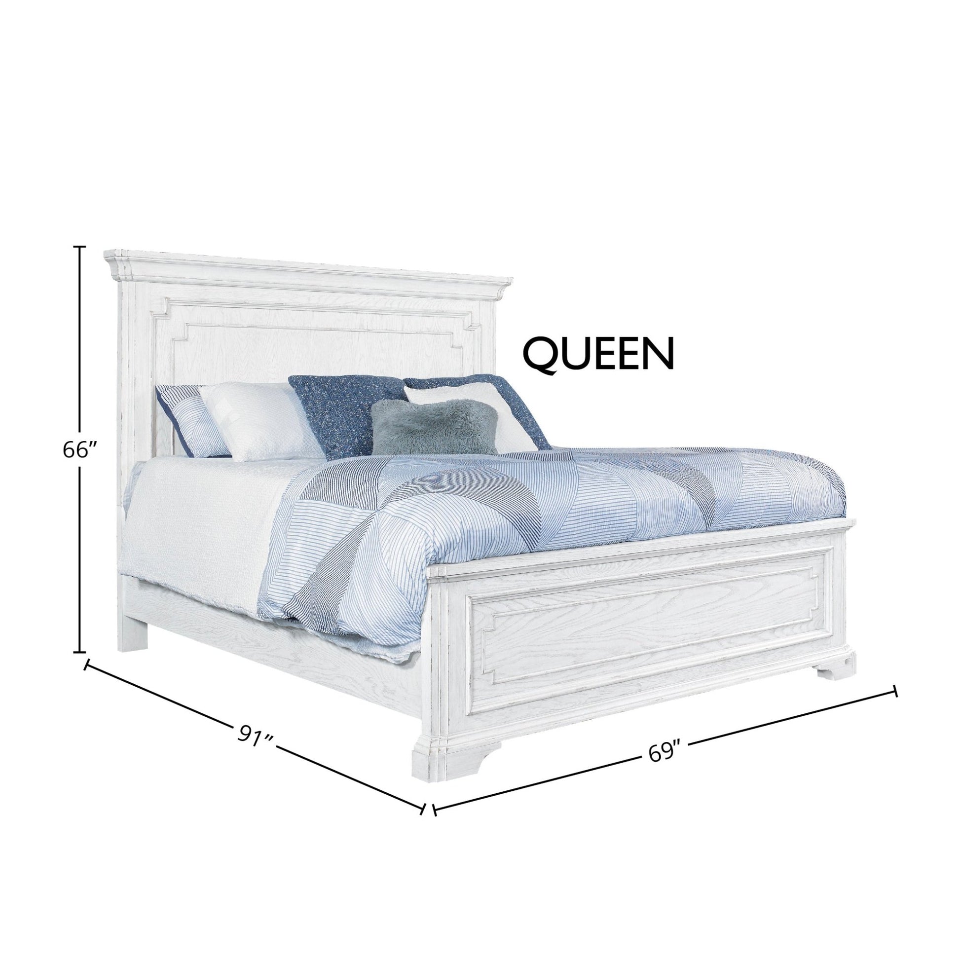 Clara Panel Bed, White Mist - Alpine Furniture