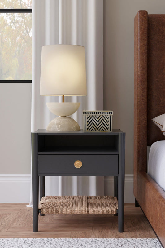 Cleo Nightstand, Charcoal Gray - Alpine Furniture