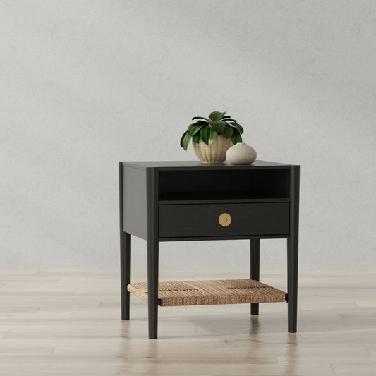 Cleo Nightstand, Charcoal Gray - Alpine Furniture