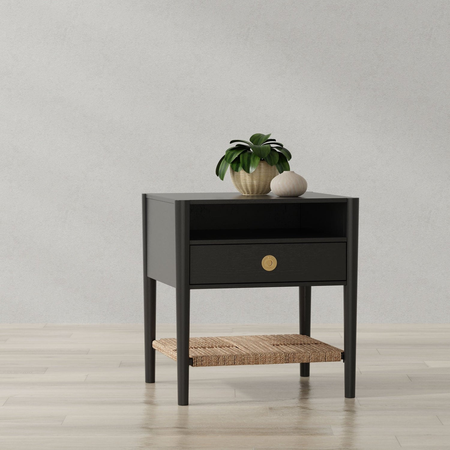 Cleo Nightstand, Charcoal Gray - Alpine Furniture