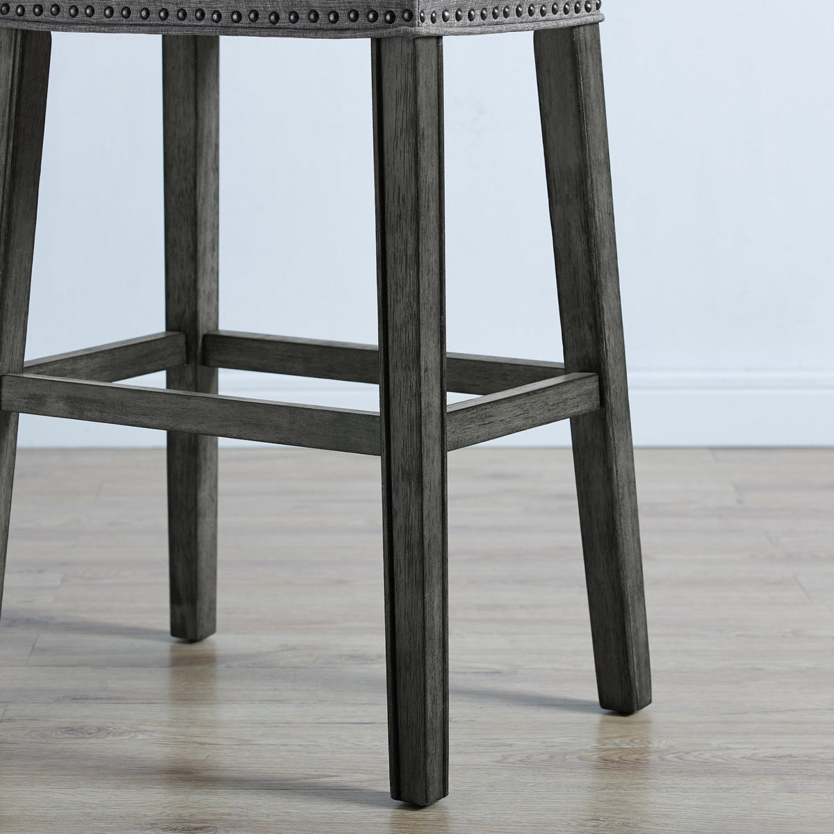 CoCo Upholstered Backless Saddle Seat Bar Stools 29' height Set of 2, Gray - Alpine Furniture