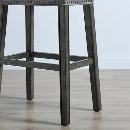 CoCo Upholstered Backless Saddle Seat Bar Stools 29' height Set of 2, Gray - Alpine Furniture