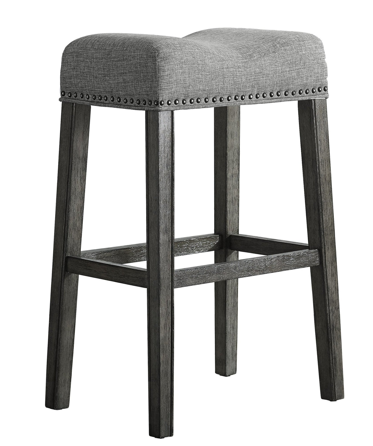 CoCo Upholstered Backless Saddle Seat Bar Stools 29' height Set of 2, Gray - Alpine Furniture