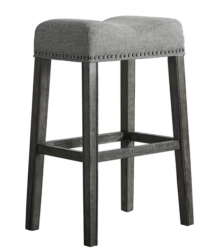 CoCo Upholstered Backless Saddle Seat Bar Stools 29' height Set of 2, Gray - Alpine Furniture