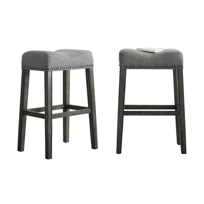 CoCo Upholstered Backless Saddle Seat Bar Stools 29' height Set of 2, Gray - Alpine Furniture
