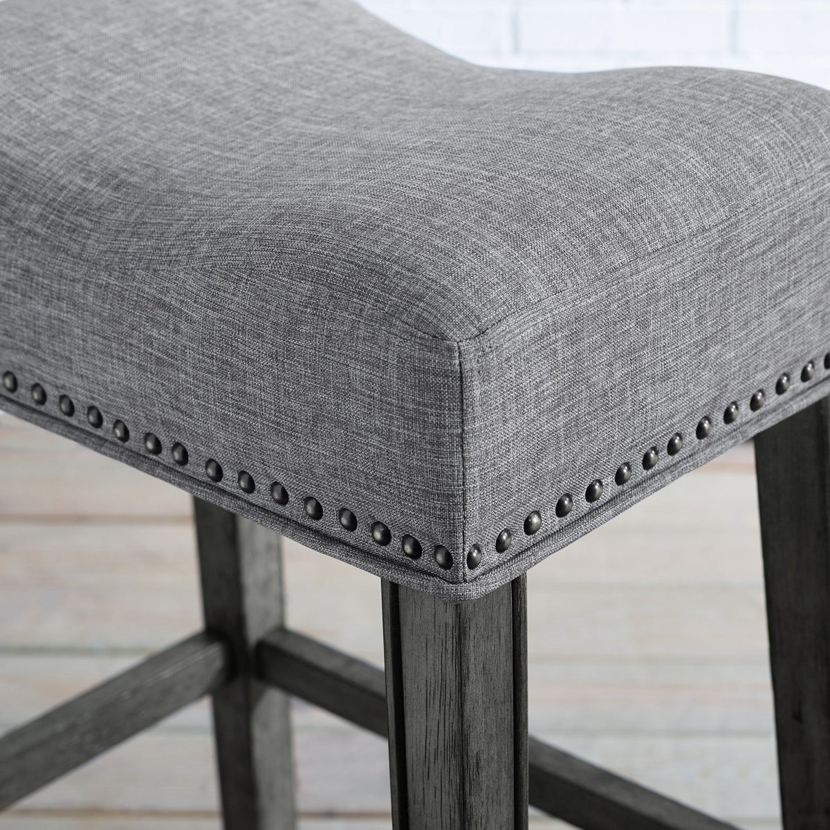 CoCo Upholstered Backless Saddle Seat Bar Stools 29' height Set of 2, Gray - Alpine Furniture