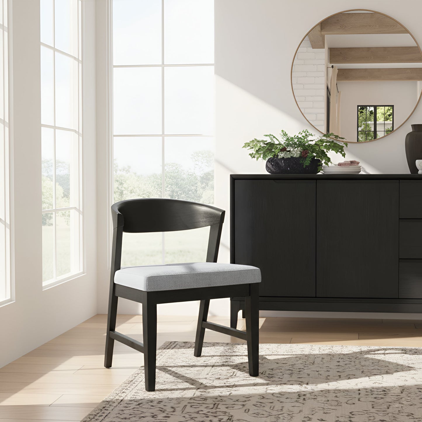 Cove Wood Back Chairs (Set of 2), Vintage Black - Alpine Furniture