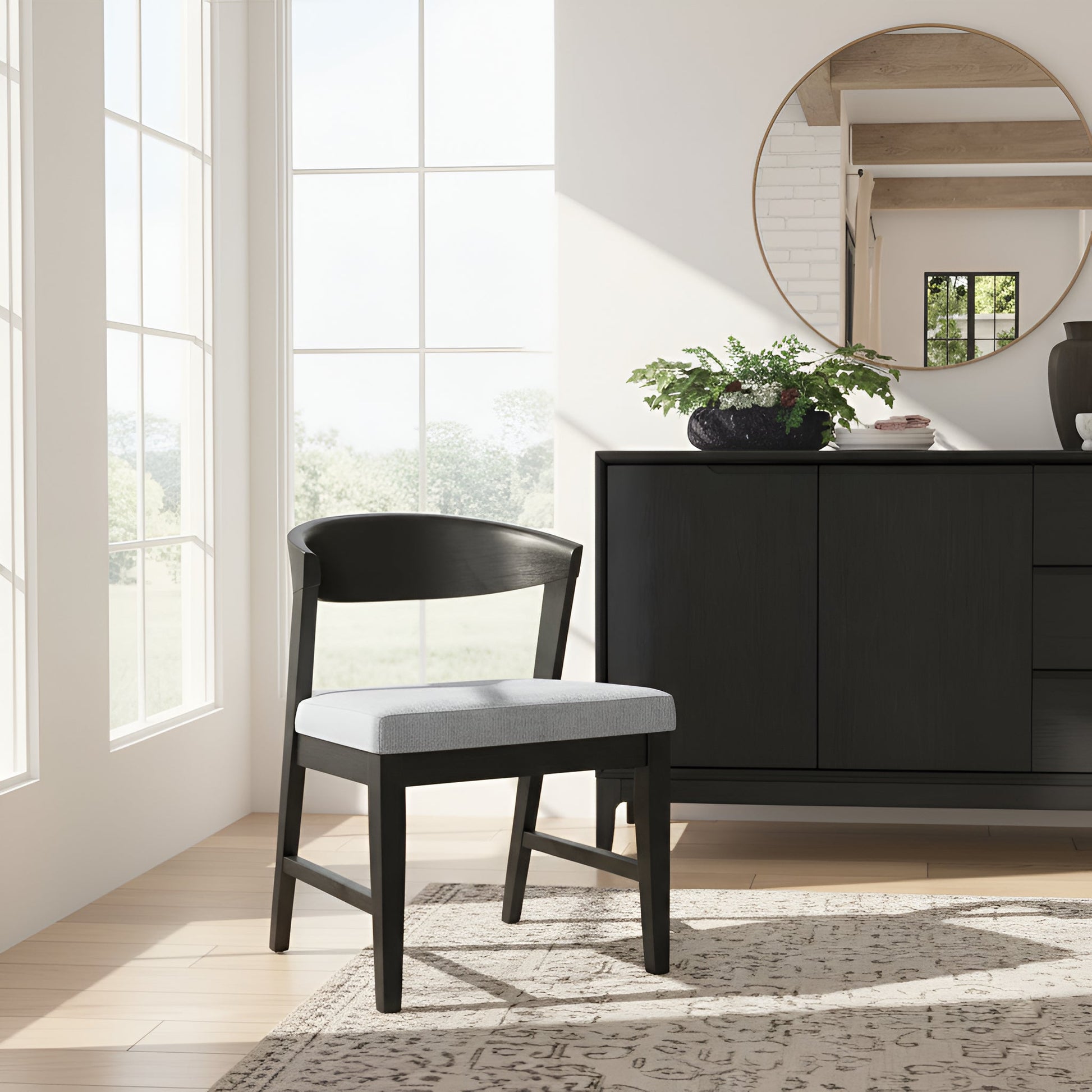 Cove Wood Back Chairs (Set of 2), Vintage Black - Alpine Furniture