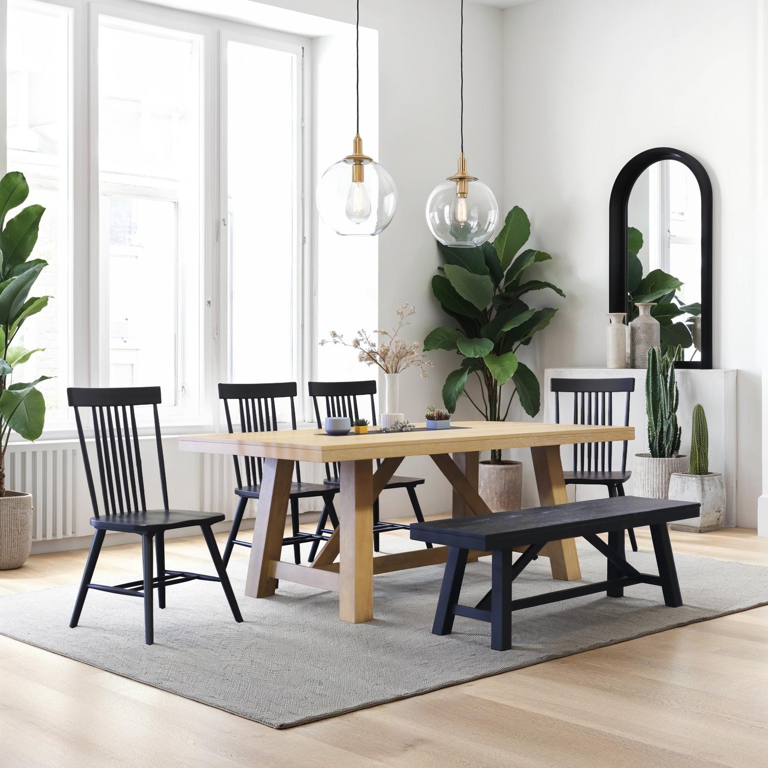 Eleanor Trestle Dining Table, Natural - Alpine Furniture