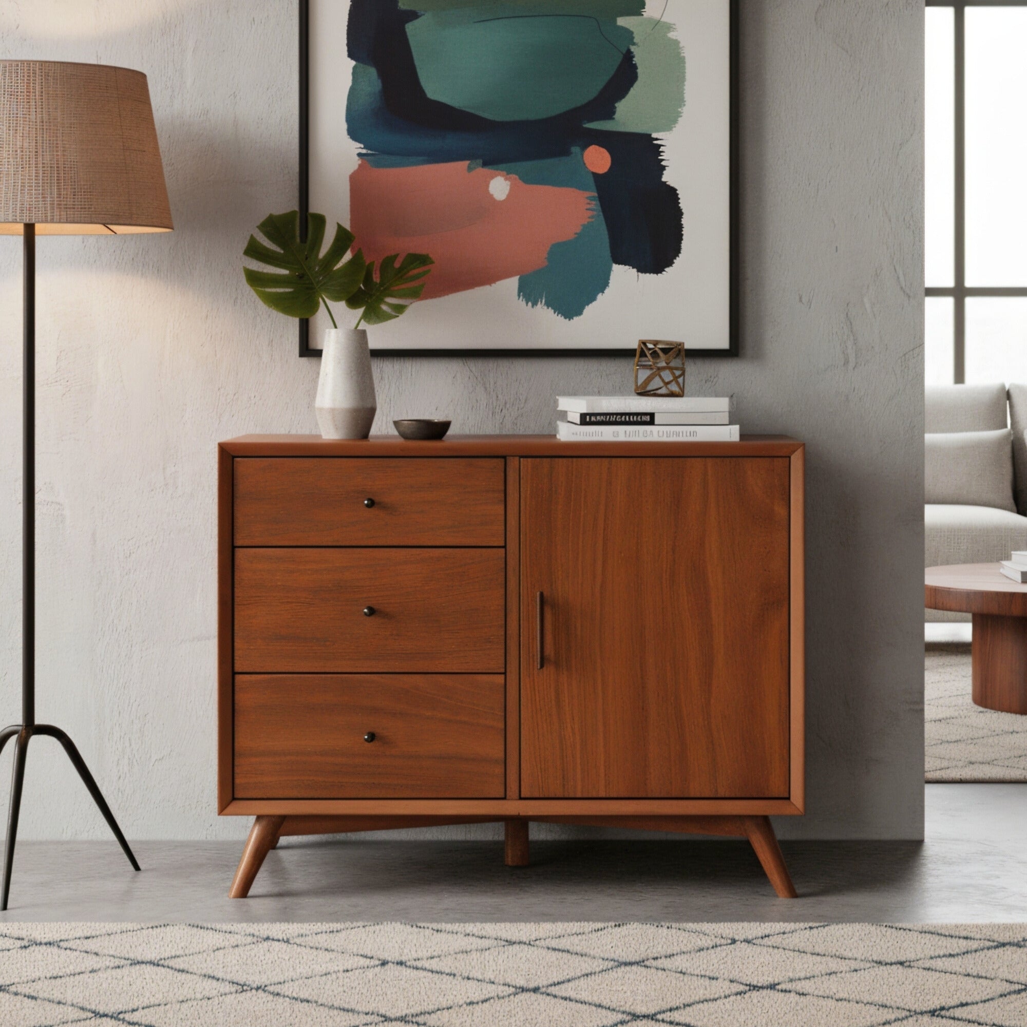 Flynn Mid-Century Accent Cabinet, Chestnut | Alpine – Alpine Furniture