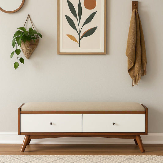 Flynn Bench, Chestnut/White - Alpine Furniture