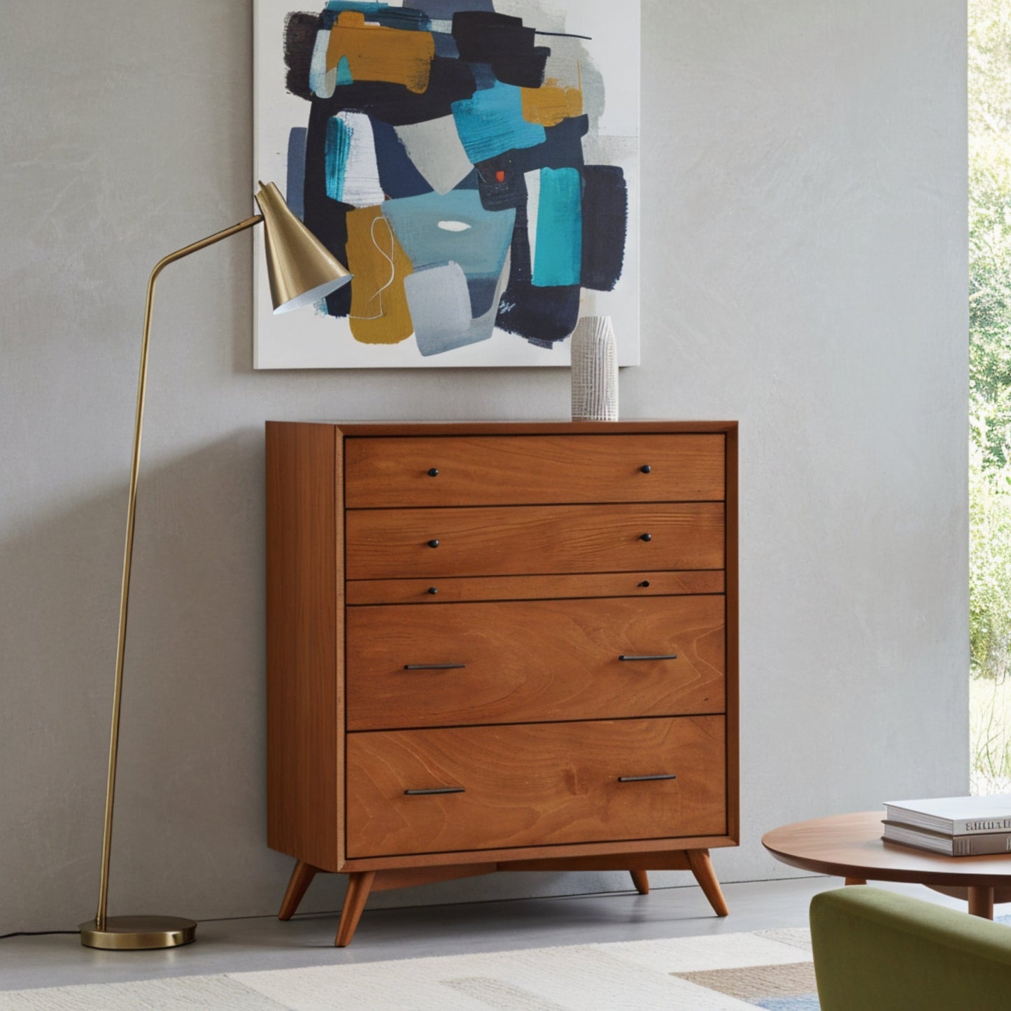 flynn mid century modern dresser Flynn Mid Century Modern 7 Drawer Dresser, Gray