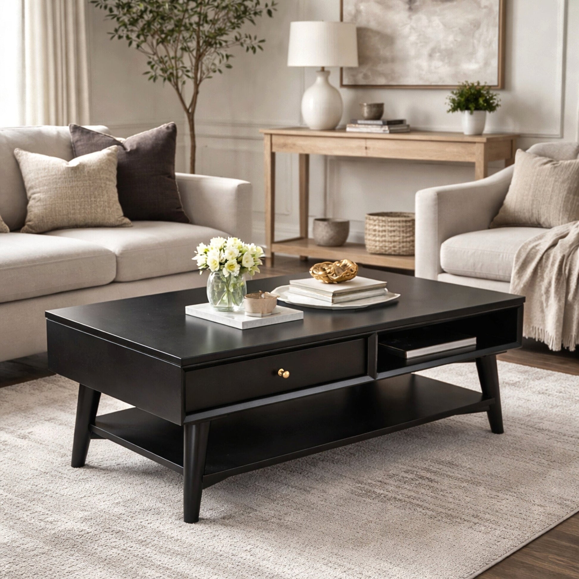 Flynn Coffee Table, Black - Alpine Furniture