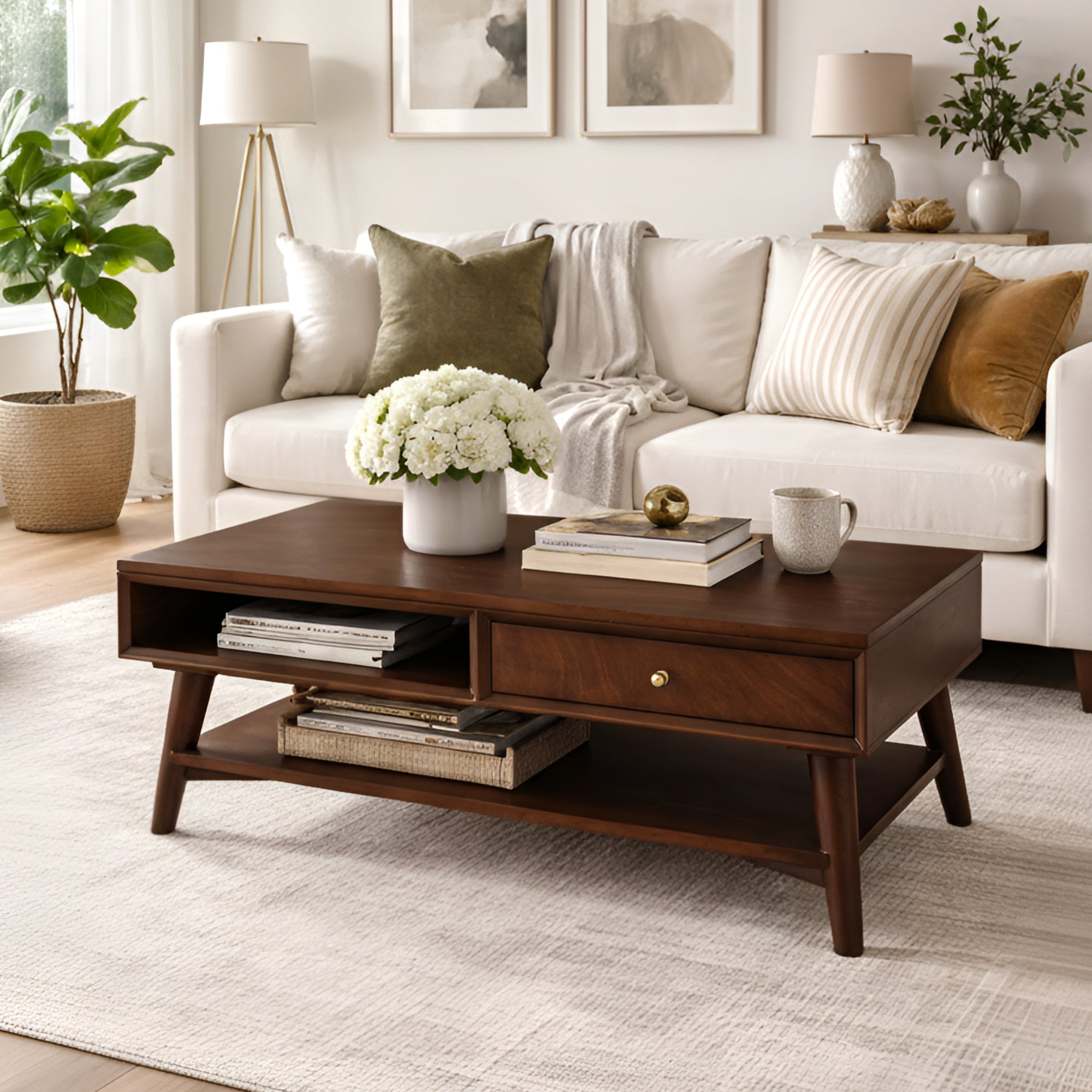 Flynn Mid-Century Coffee Table in Walnut | Alpine Furniture