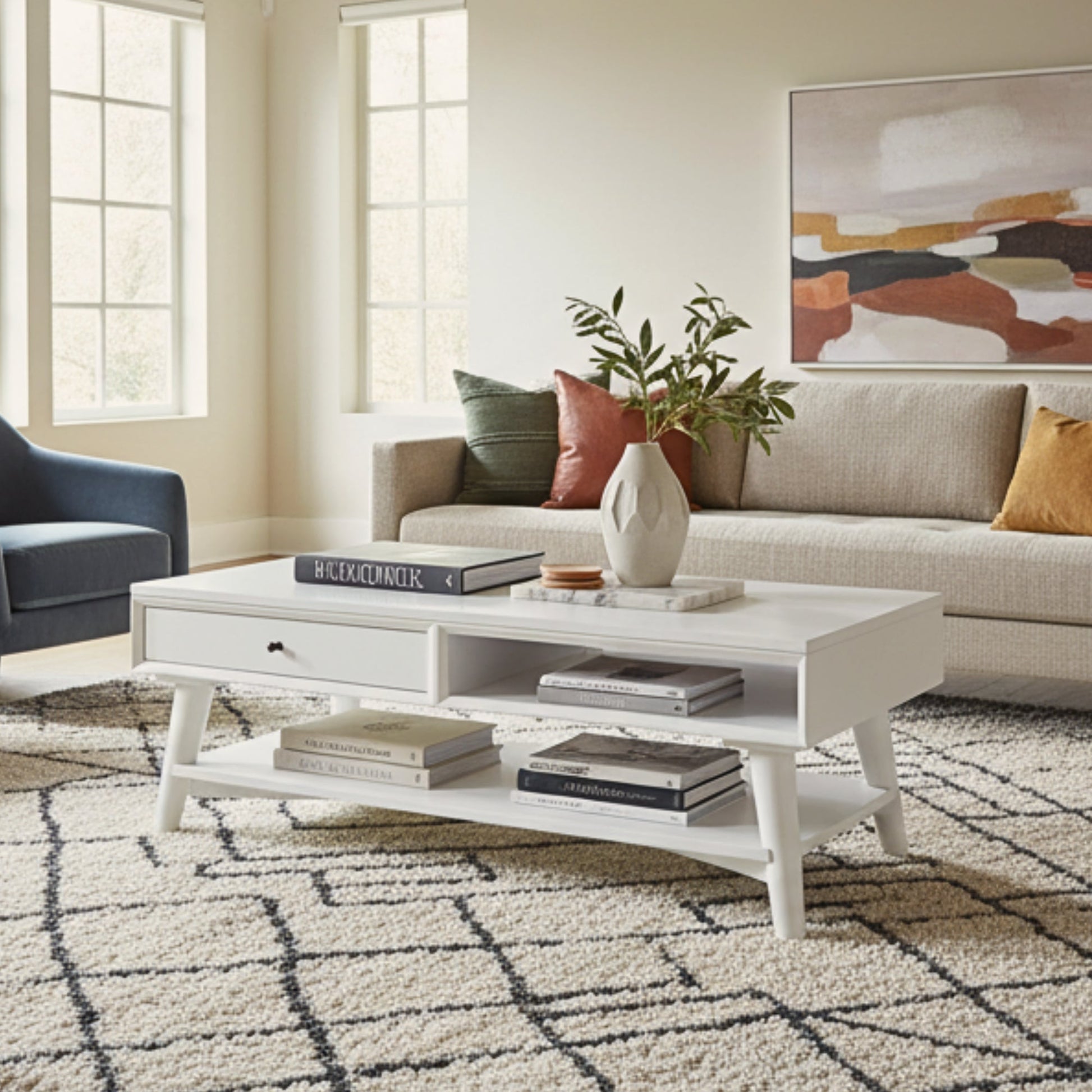 Flynn Coffee Table, White - Alpine Furniture