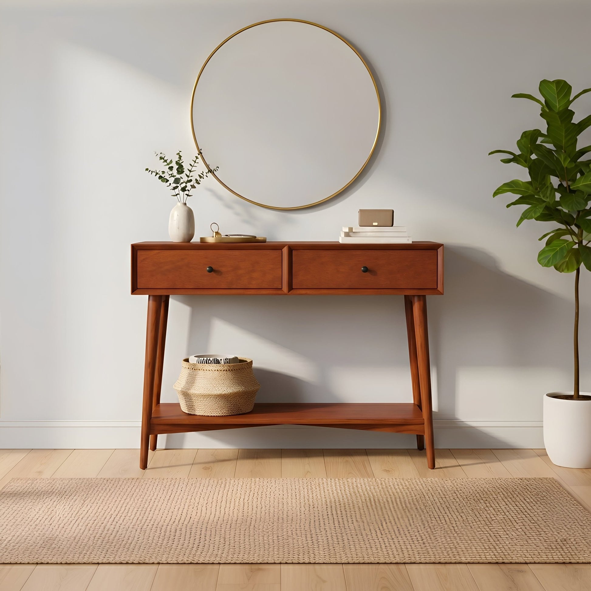 Flynn Console Table, Chestnut - Alpine Furniture