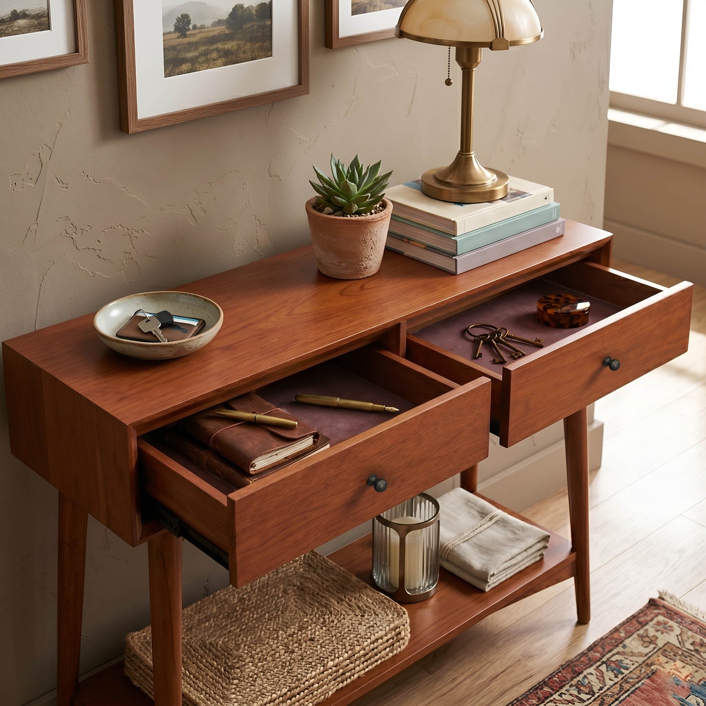 Flynn Console Table, Chestnut - Alpine Furniture