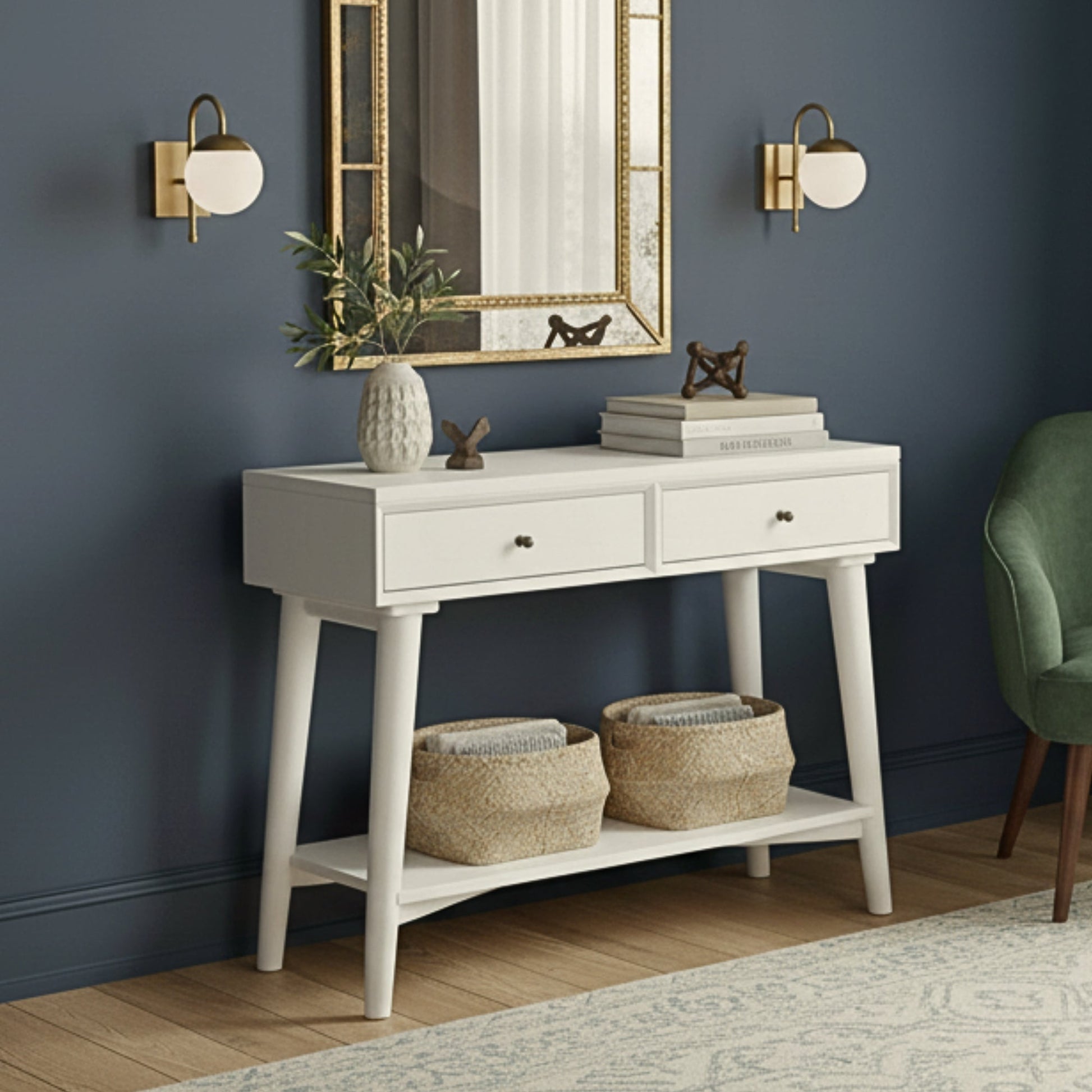 Flynn Console Table, White - Alpine Furniture