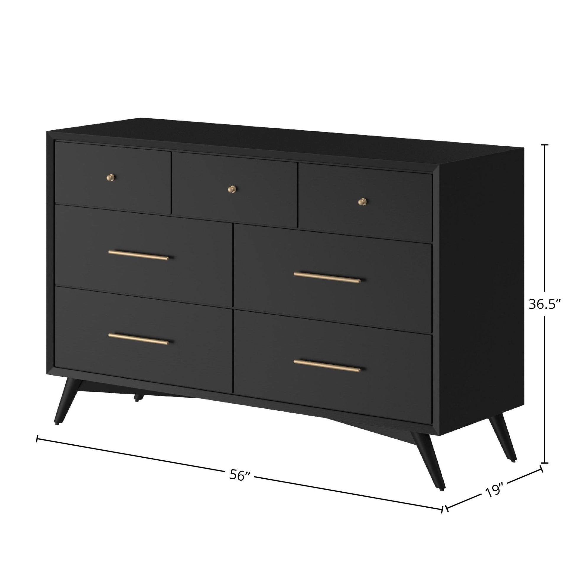 Flynn 6-Drawer Dresser in Black | Alpine Furniture Flynn 6-Drawer Dresser in Black | Alpine Furniture