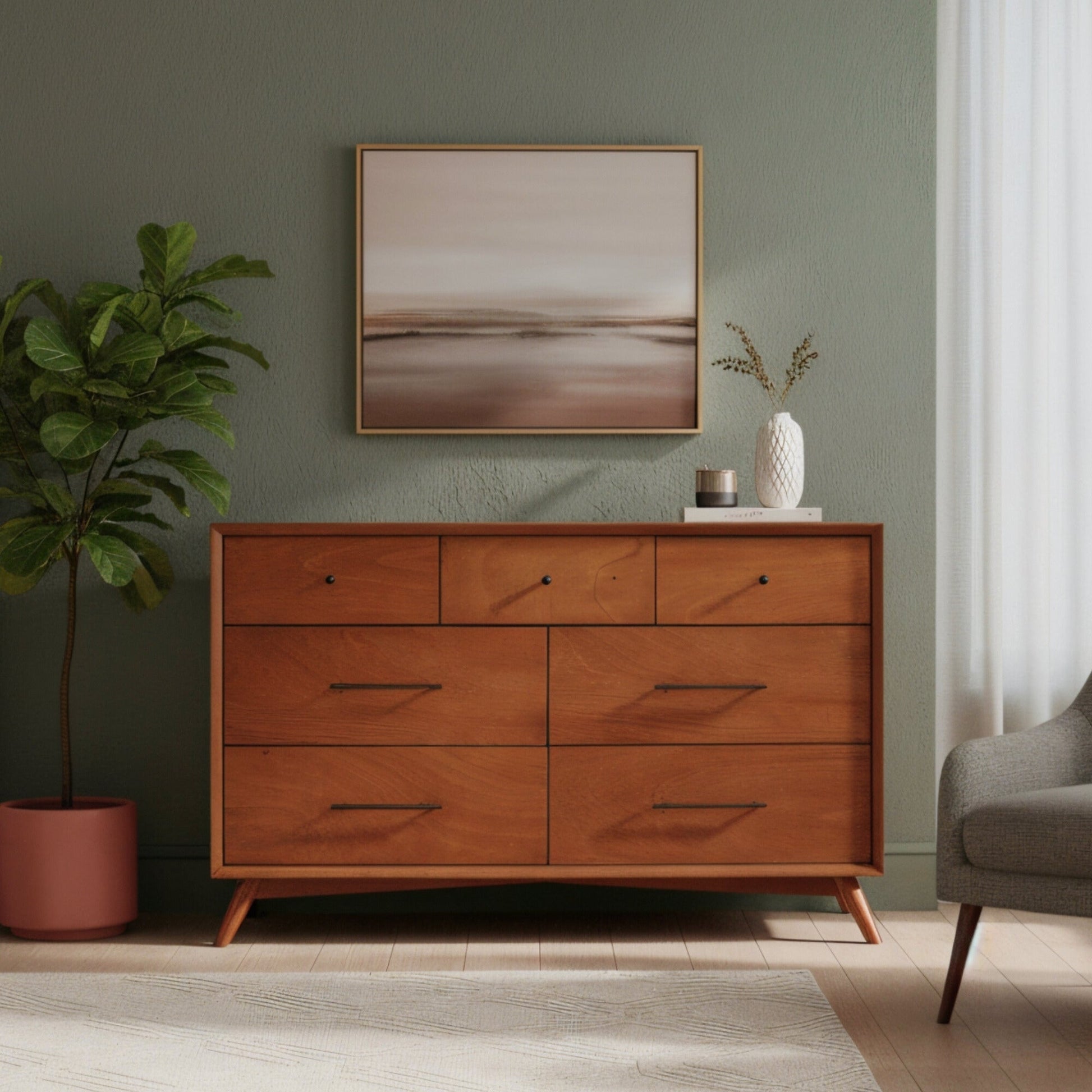 Flynn 6-Drawer Dresser in Chestnut | Alpine Furniture Flynn 6-Drawer Dresser in Chestnut | Alpine Furniture