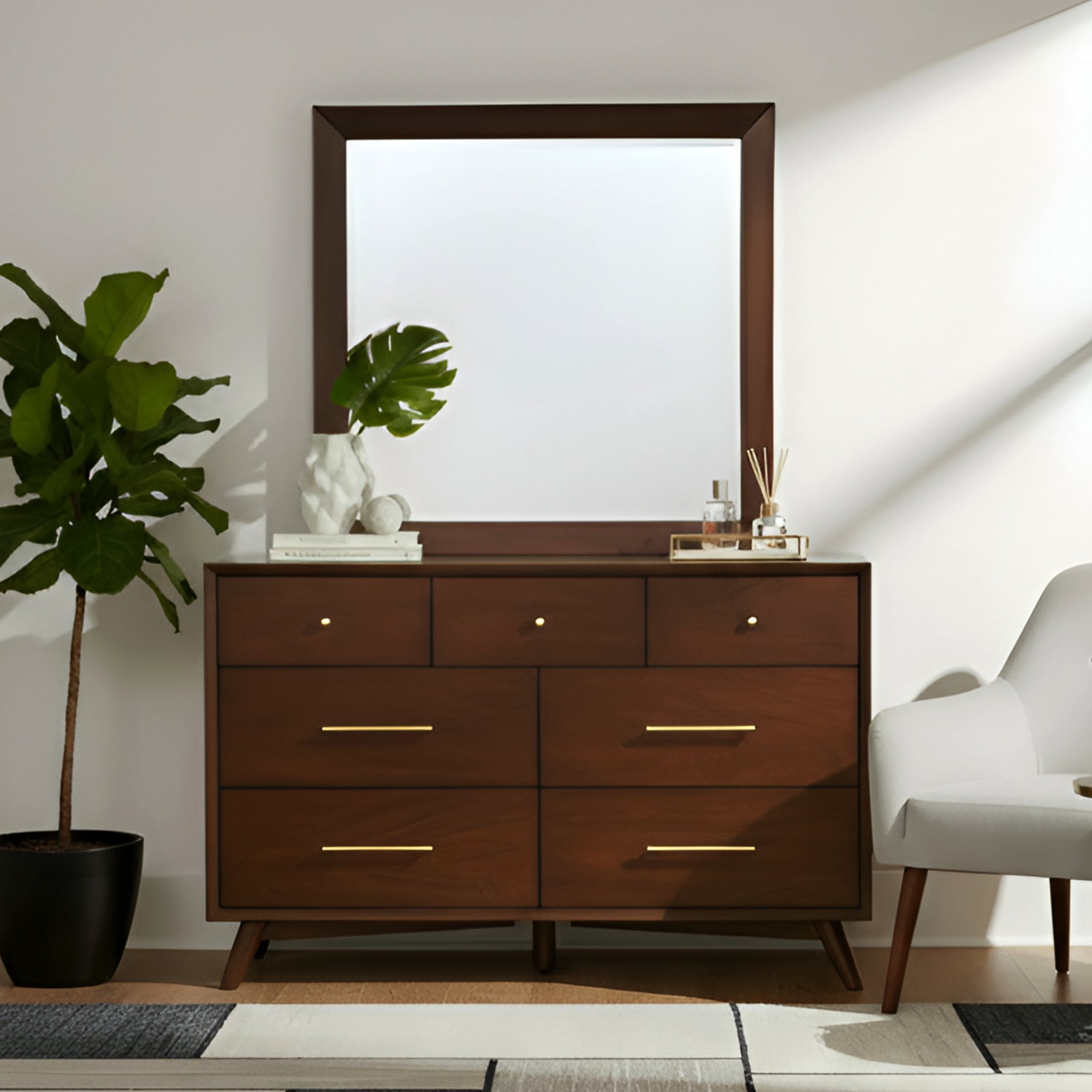 Flynn 6-Drawer Dresser in Walnut | Alpine Furniture