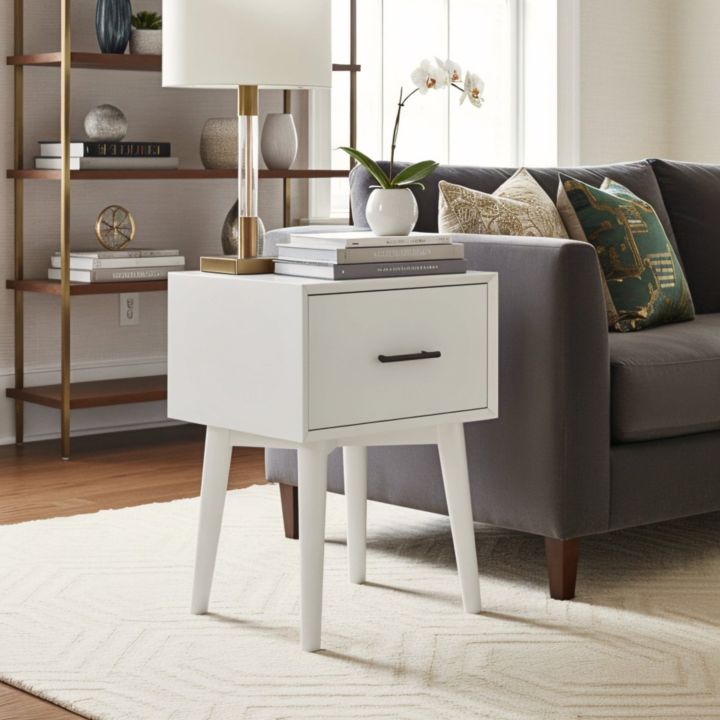 Flynn End Table, White - Alpine Furniture