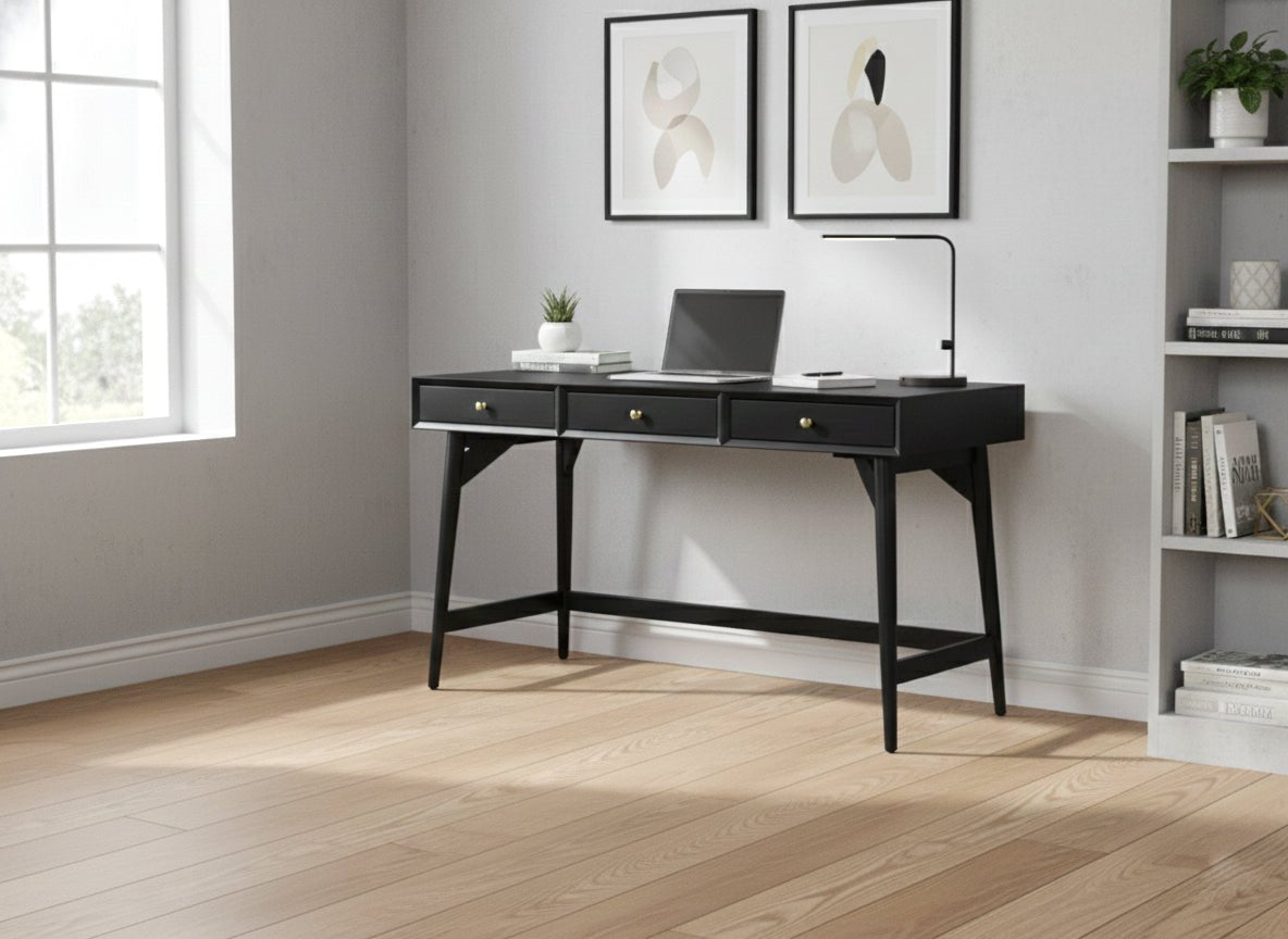 Flynn Large Desk, Black - Alpine Furniture