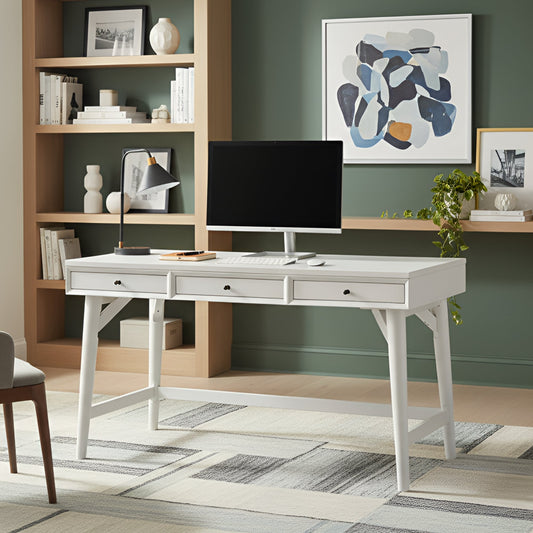 Flynn Large Desk, White - Alpine Furniture