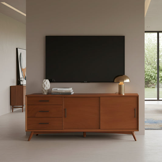 Flynn Large TV Console, Chestnut - Alpine Furniture