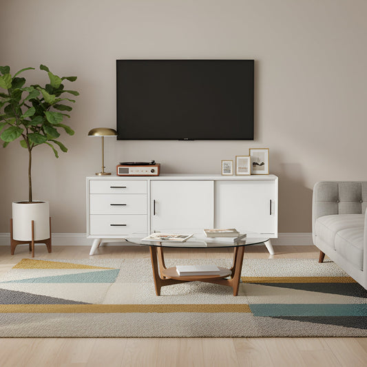 Flynn Large TV Console, White - Alpine Furniture