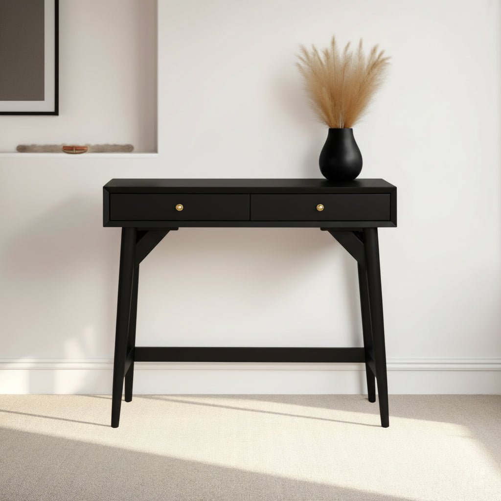 Flynn Mid-Century Mini Desk in Black | Alpine Furniture